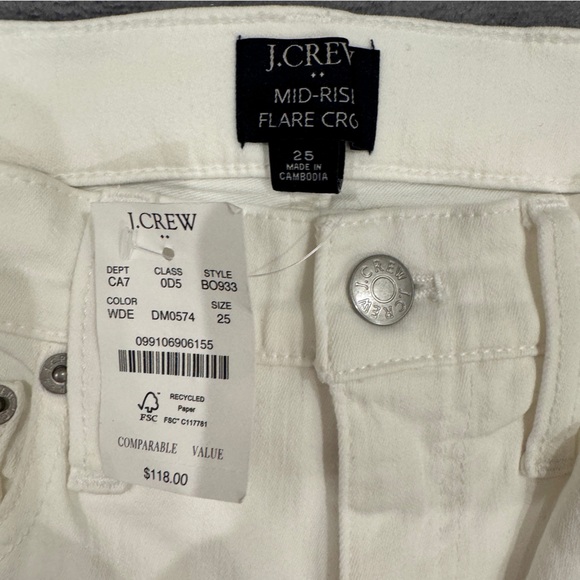 J.Crew White Signature Stretch Mid-Rise Flare Crop Jeans • multiple sizes •BO933 - Picture 5 of 14